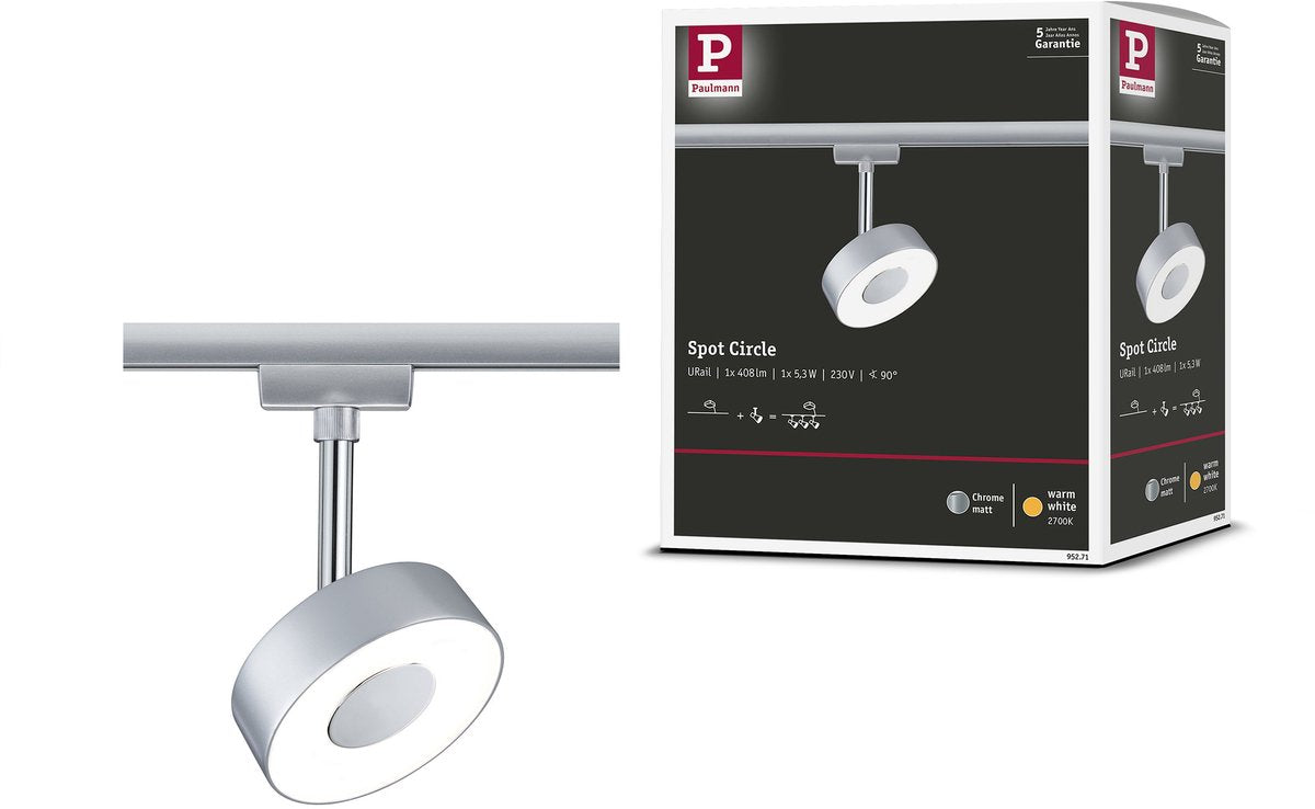 Paulmann urail railspot circle 250lm 5,3w 2700k 230v chroom mat