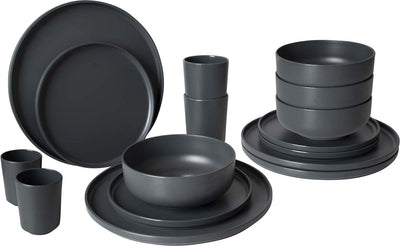 Bo-camp - industrial - servies - patom - 16 stuks - antraciet