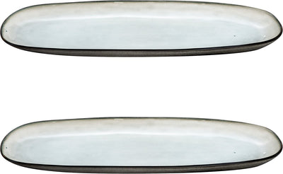 Medard de noblat - shadow nacre - grote ovale schaal - 35.5 x 14 cm - 2 delig - stoneware