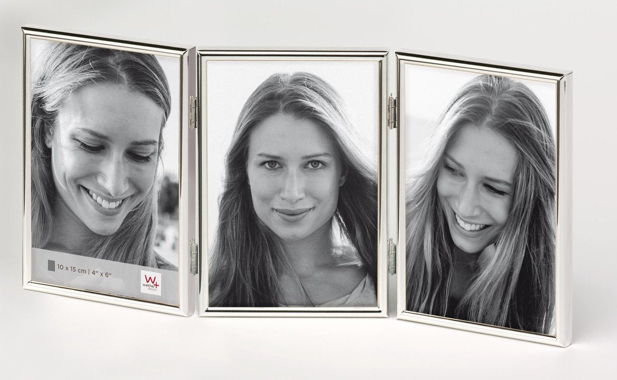 Walther design chloe - fotolijst - fotoformaat 3x 10x15 cm - zilver