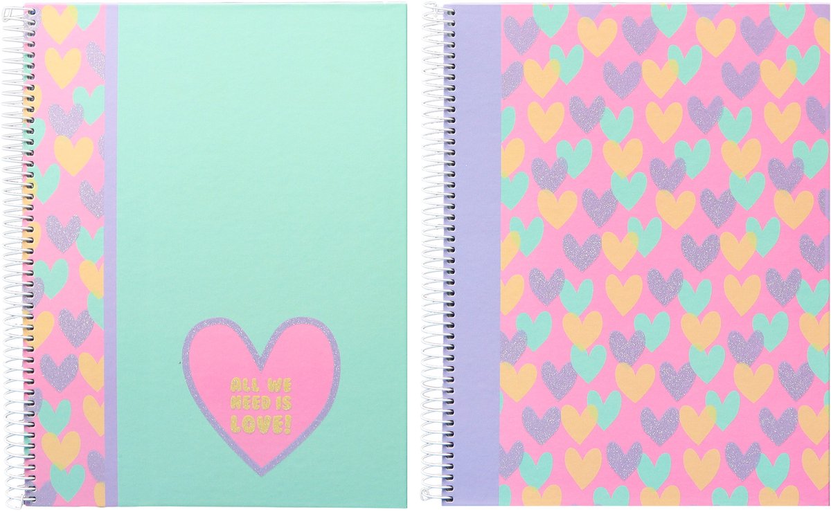 Kangaro ancor spiraalblok - b'log hearts - formaat a4 - met lijn - 2 stuks