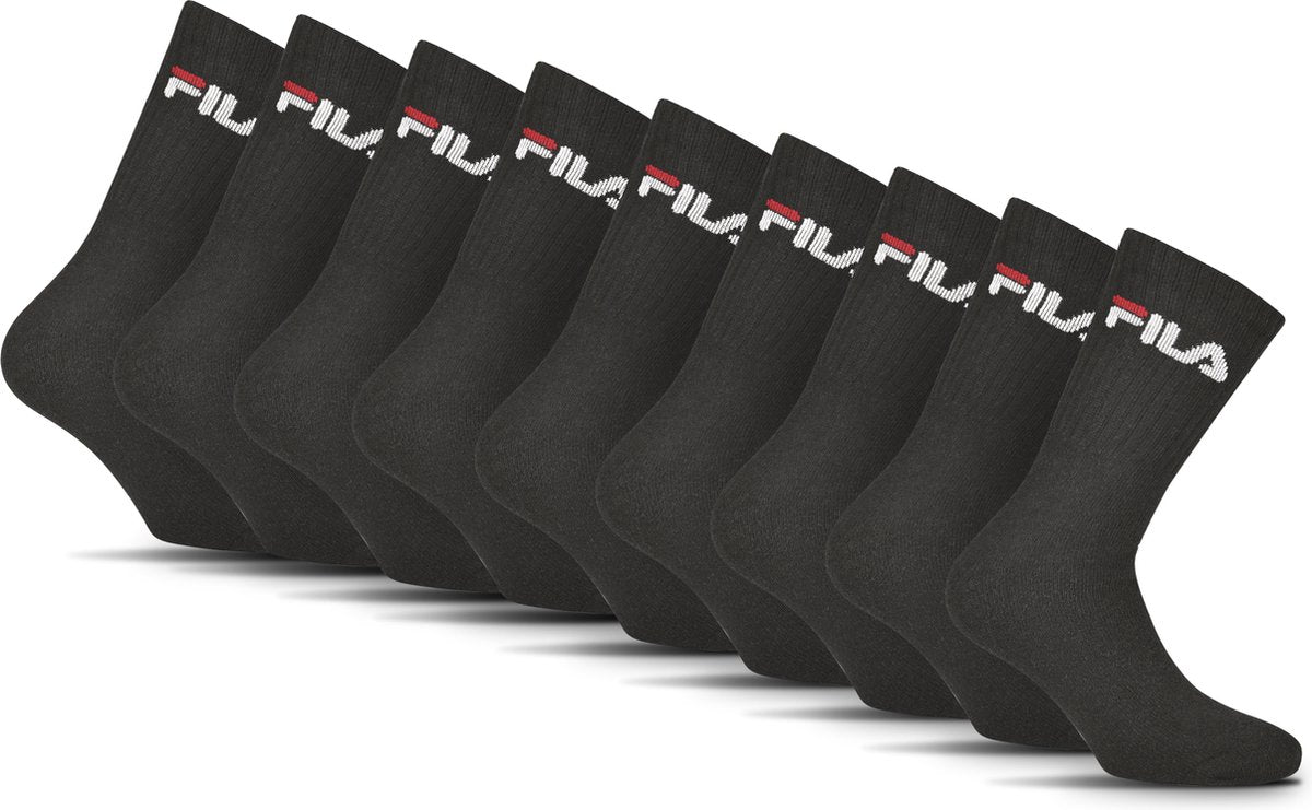 Fila tennis- sportsokken - maat 39 42 - 9 pack - zwart