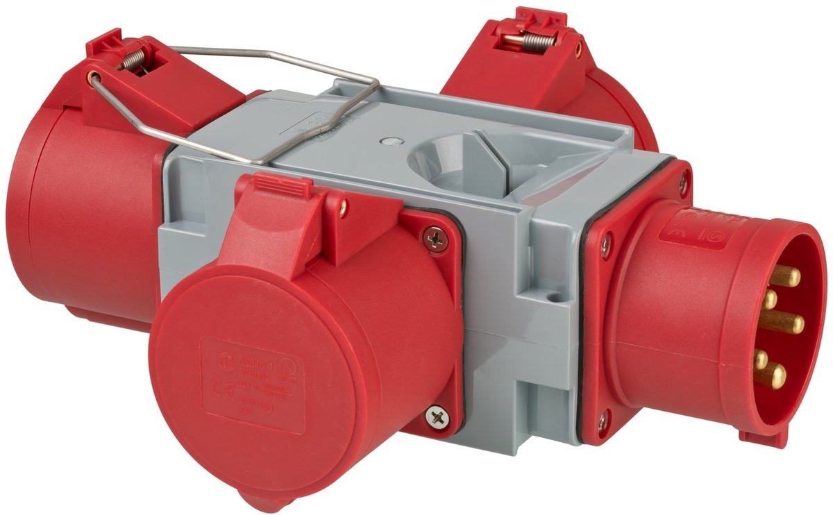 Brennenstuhl cee-adapter stroomverdeler ip44 (1x cee-stekker 400v 32a 3x cee-aansluitingen 400v 32a) voor de bouwplaats
