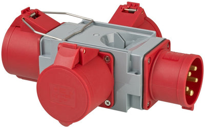 Brennenstuhl cee-adapter stroomverdeler ip44 (1x cee-stekker 400v 32a 3x cee-aansluitingen 400v 32a) voor de bouwplaats