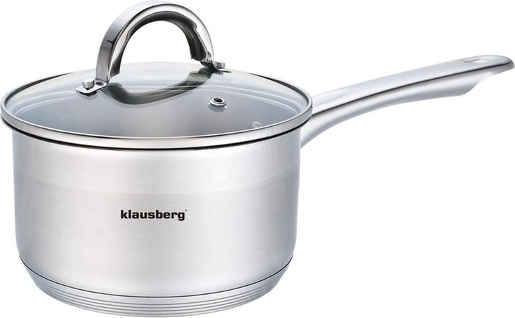Klausberg 7132 - steelpan met deksel - sauspan - 14 cm - 1 liter