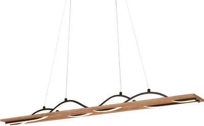 Briloner vinka - led hanglamp - 3818014 - hout design - golfvorm - warm wit licht - 98 x 11 x 120 cm - zwart hout