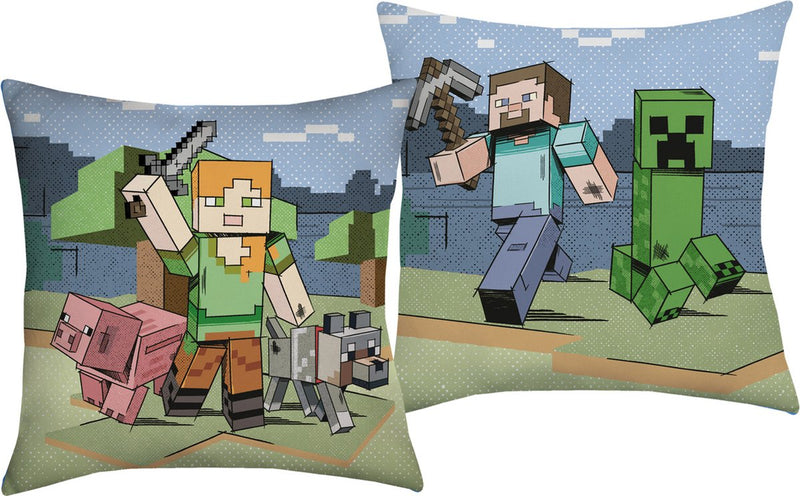 Minecraft kussen, overworld - 40 x 40 cm - polyester