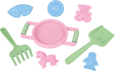 Lena zandbak speelset 8 stuks kleurrijk kunststof speelgoed.