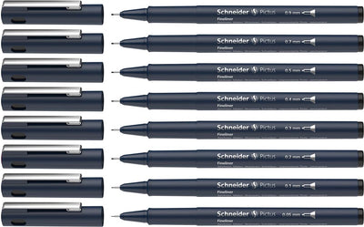 Schneider schrijfwaren schneider fineliner - pictus - zwart - set 8 stuks - s-197598