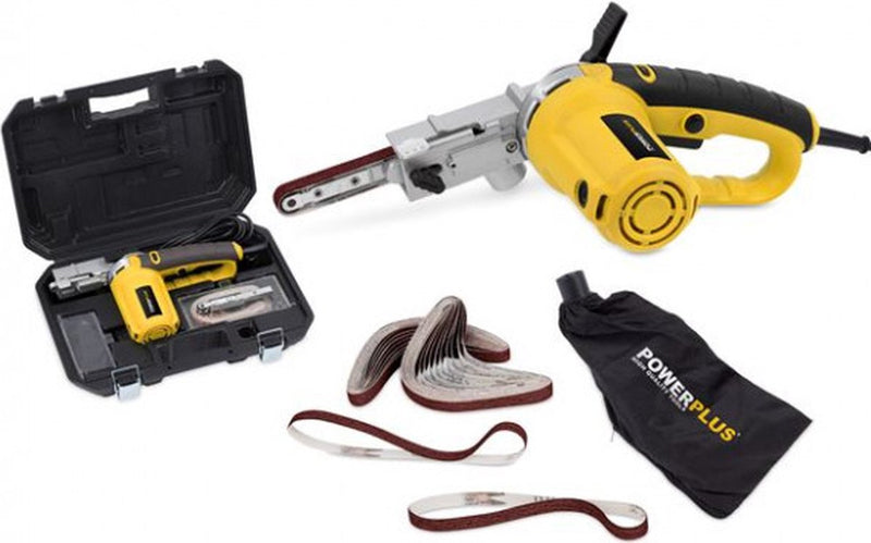 Powerplus elektrische vijlmachine powx139 - 400w schuurmachine - schuurriem 457x13mm - 1700min-1 - met opbergkoffer - met 10 acc.