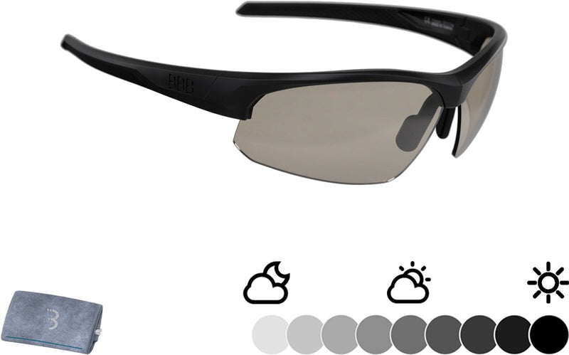Bbb cycling impress ph fotochromatische fietsbril - zonnebril met meekleurende glazen - instelbaar neusstuk - mat zwart - bsg-58ph