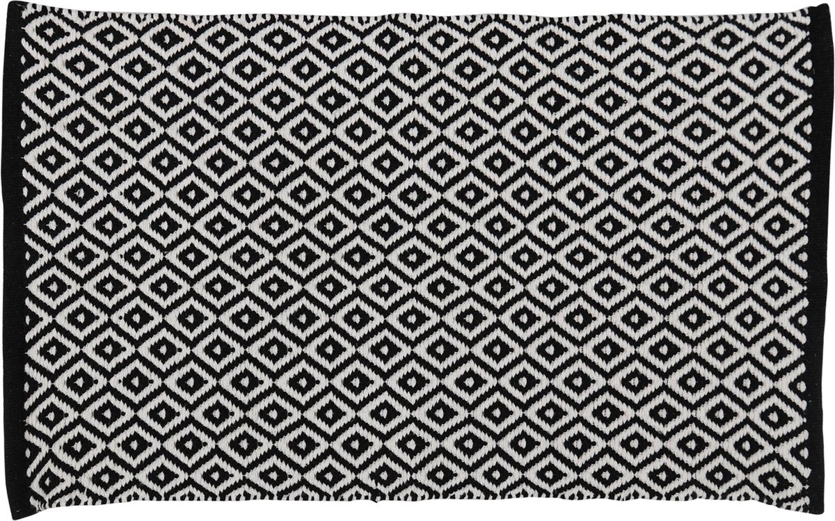 Differnz wales badmat 100% katoen zwart wit 50 x 80 cm
