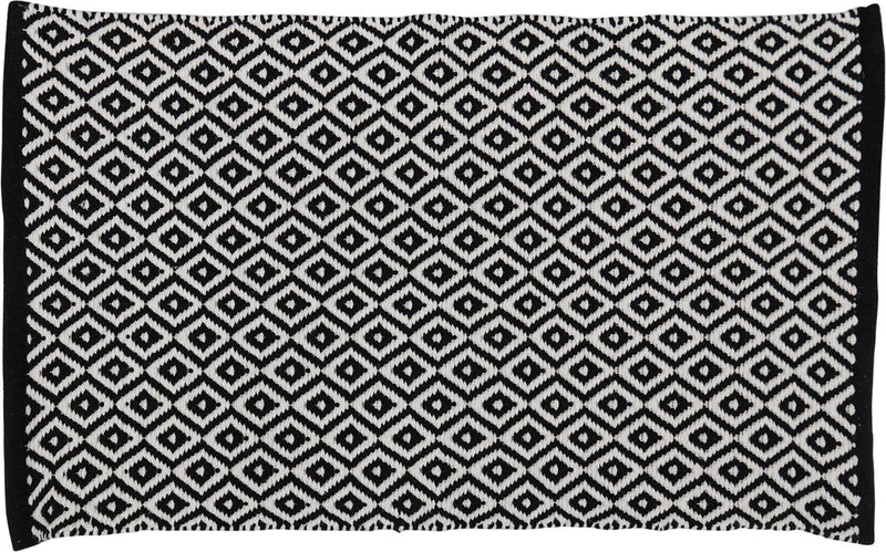 Differnz wales badmat 100% katoen zwart wit 50 x 80 cm