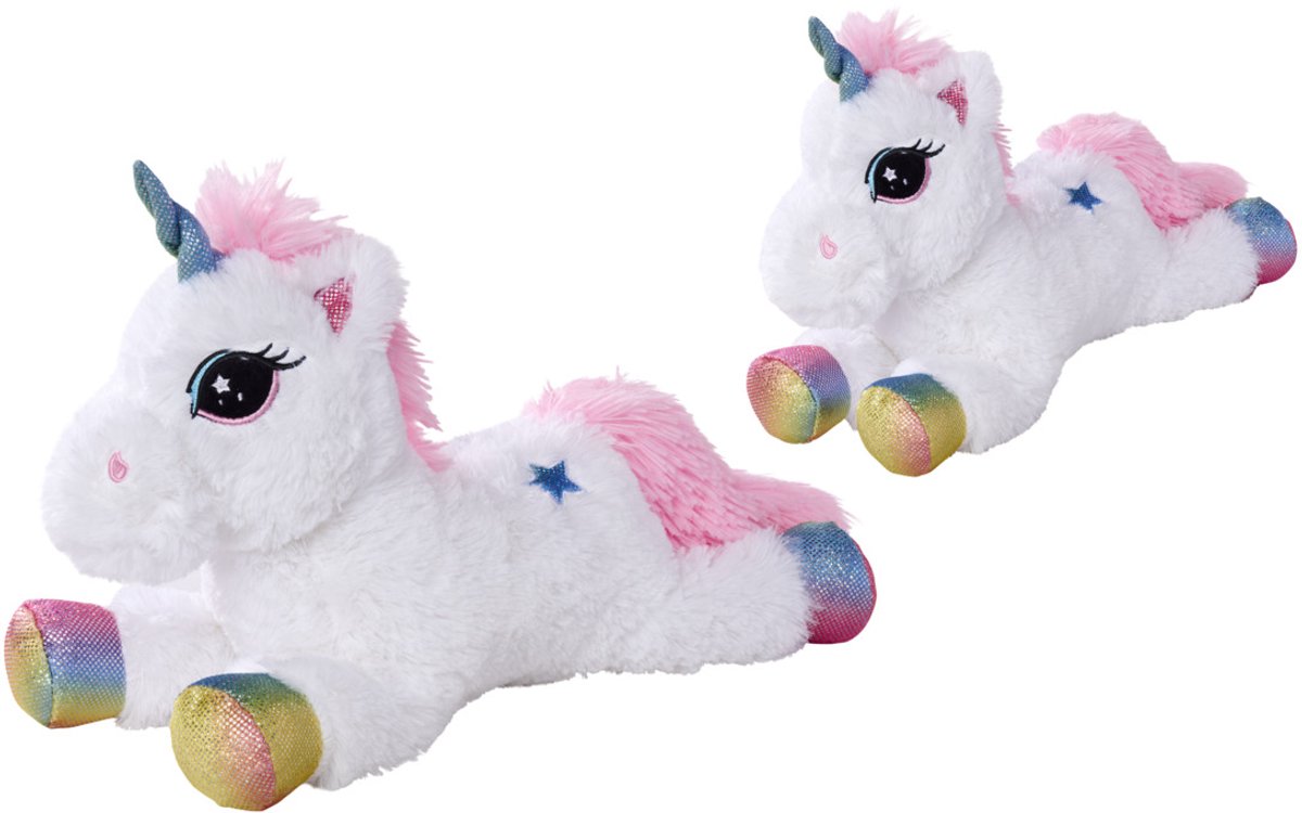 Simba toys plush - knuffel eenhoorn regenboog - pluche - 40cm - liggend