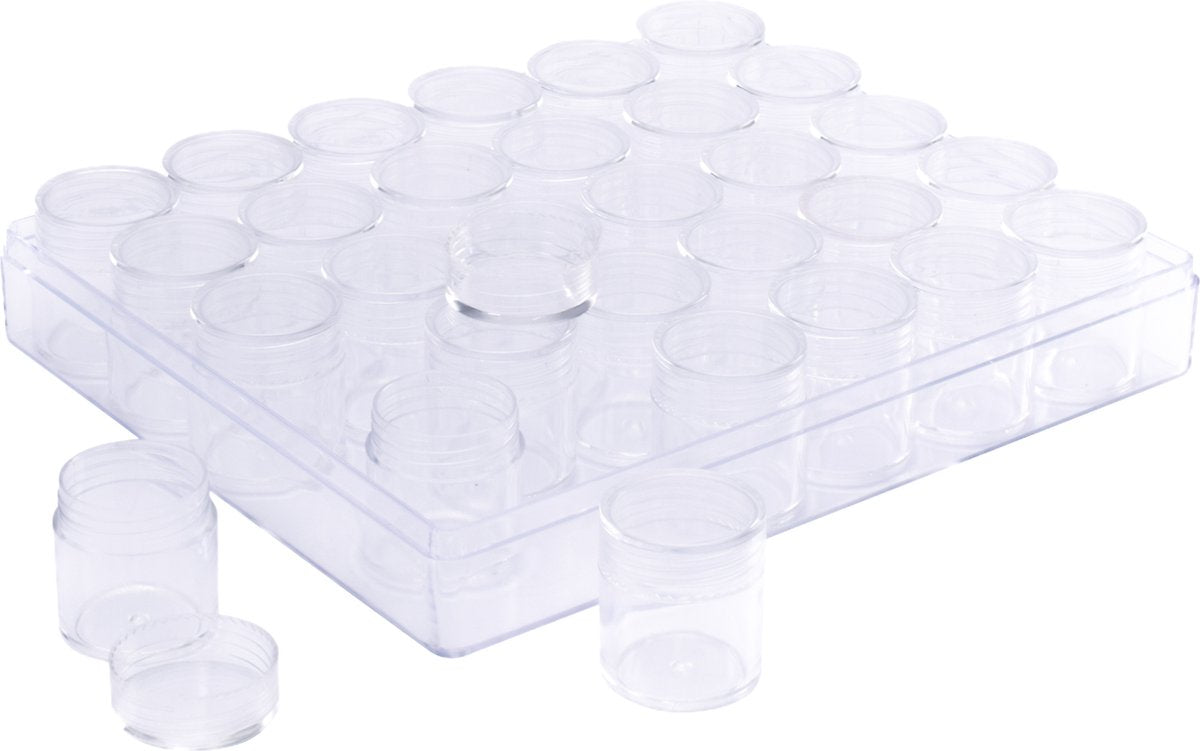 Vaessen creative compacte opbergbox – opbergdoos met deksel 16 x 13,5 x 3,5 cm - 30 potjes