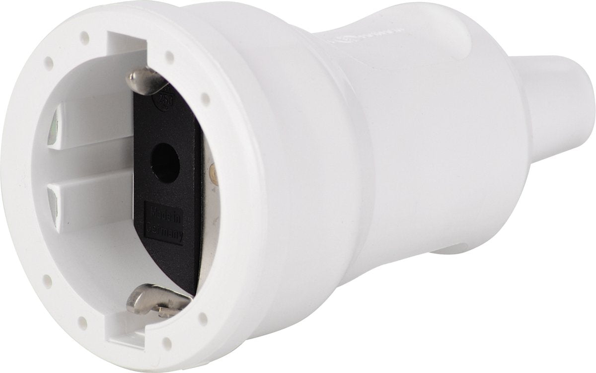 Scanpart losse contrastekker geaard - voor snoer - 250 v - recht - rubber - spatwaterdicht - wit - 10a 16a