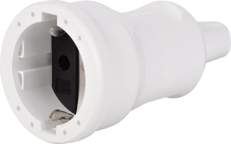 Scanpart losse contrastekker geaard - voor snoer - 250 v - recht - rubber - spatwaterdicht - wit - 10a 16a