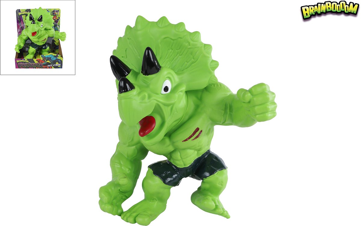 Brainboooom van manen dinosaurus speelgoed stretch monsterroofdier groen 22cm.
