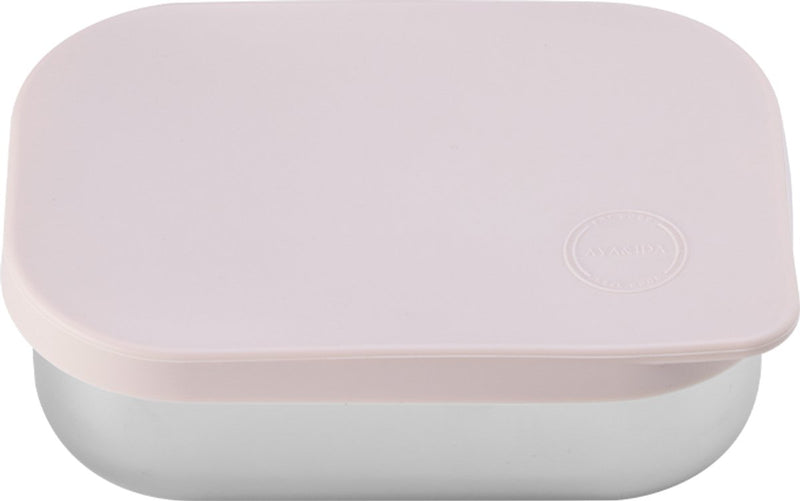 Aya ida aya ida - lunch box - opbergdoos - meenemen - brood - lunch - salade - rvs- siliconen deksel - 900ml - soft rose