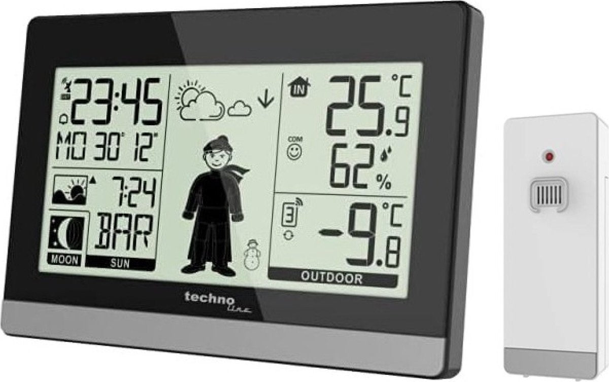 Technoline weerstation ws 9612 met thermometer en hygrometer met 1 buitensensor tot 30 m