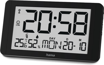 Hama wandklok- cuba- radiogestuurd - thermo- hygrometer- zwart