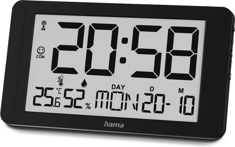 Hama wandklok- cuba- radiogestuurd - thermo- hygrometer- zwart