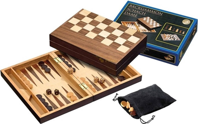 Philos schaak dam backgammon kassette veld 40 mm, koningshoogte 78 mm