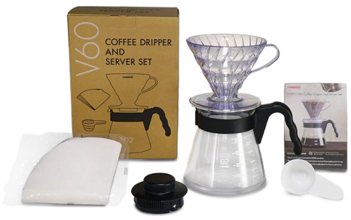 Hario v60 - koffiedripper, koffiekan, koffiefilters maatschepje - complete set