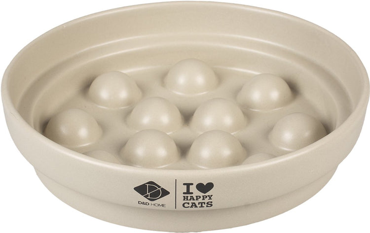 D d home - sue - slow feeder - voerbak kat - met bolletjes - 20x20x4,5cm wit