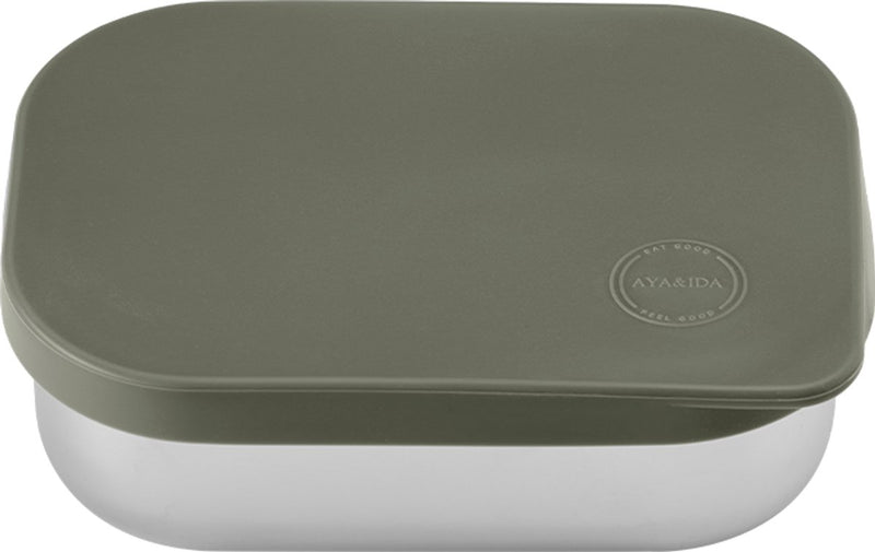 Aya ida aya ida - lunch box - opbergdoos - meenemen - brood - lunch - salade - rvs - siliconen deksel - 900ml - tropical green
