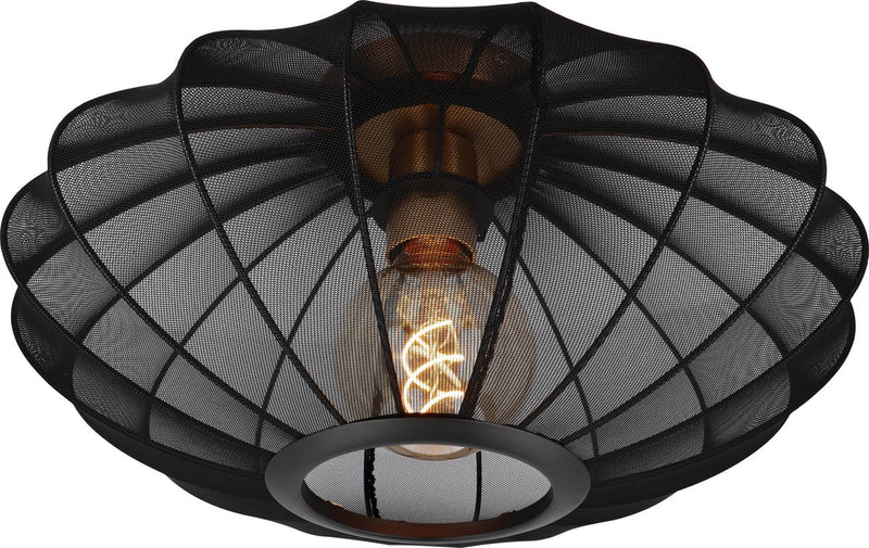 Lucide corina - plafonnière (plafondlamp) - ø 40 cm - 1xe27 - zwart - japandi