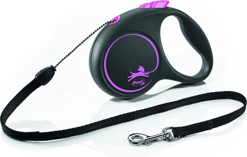 Flexi black design - rollijn hondenriem koord - s - 5 m - <12 kg