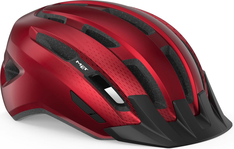 Met downtown fietshelm mannen vrouwen – fietshelm racefiets volwassenen – e-bike – trekking – maat s m (52-58cm) – red glossy (rood)