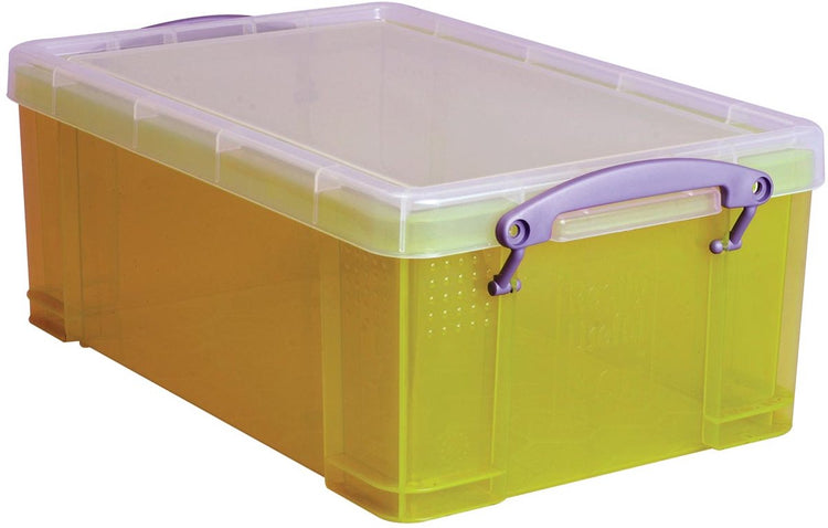 Really useful box 9 liter transparant geel