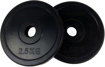 Tunturi halterschijven - halter gewichten - 2x 2,50 kg - 30mm - rubber - incl. gratis fitness app