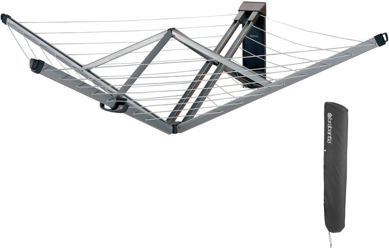 Brabantia wallfix wanddroogrek - met beschermhoes - 24 m - metallic grey