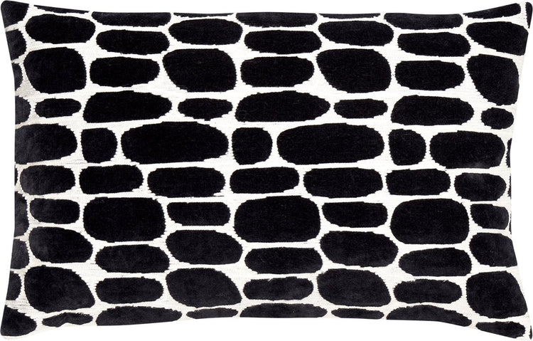 Woood anwar kussen - velvet - off white zwart - 40x60x10