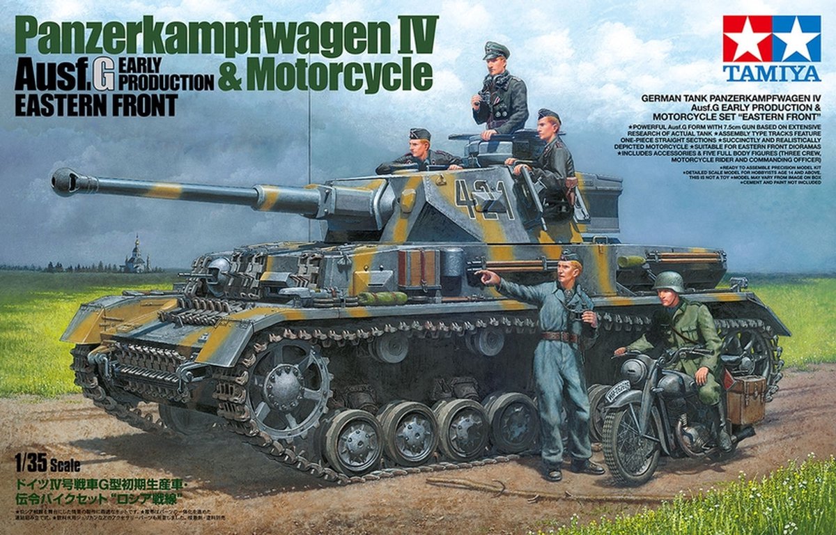Tamiya modelbouwpakket militaire voertuigen - 25209 panzerkampfwagen iv ausf g. early production - motorcycle eastern front plastic - 1:35 - modelbouw