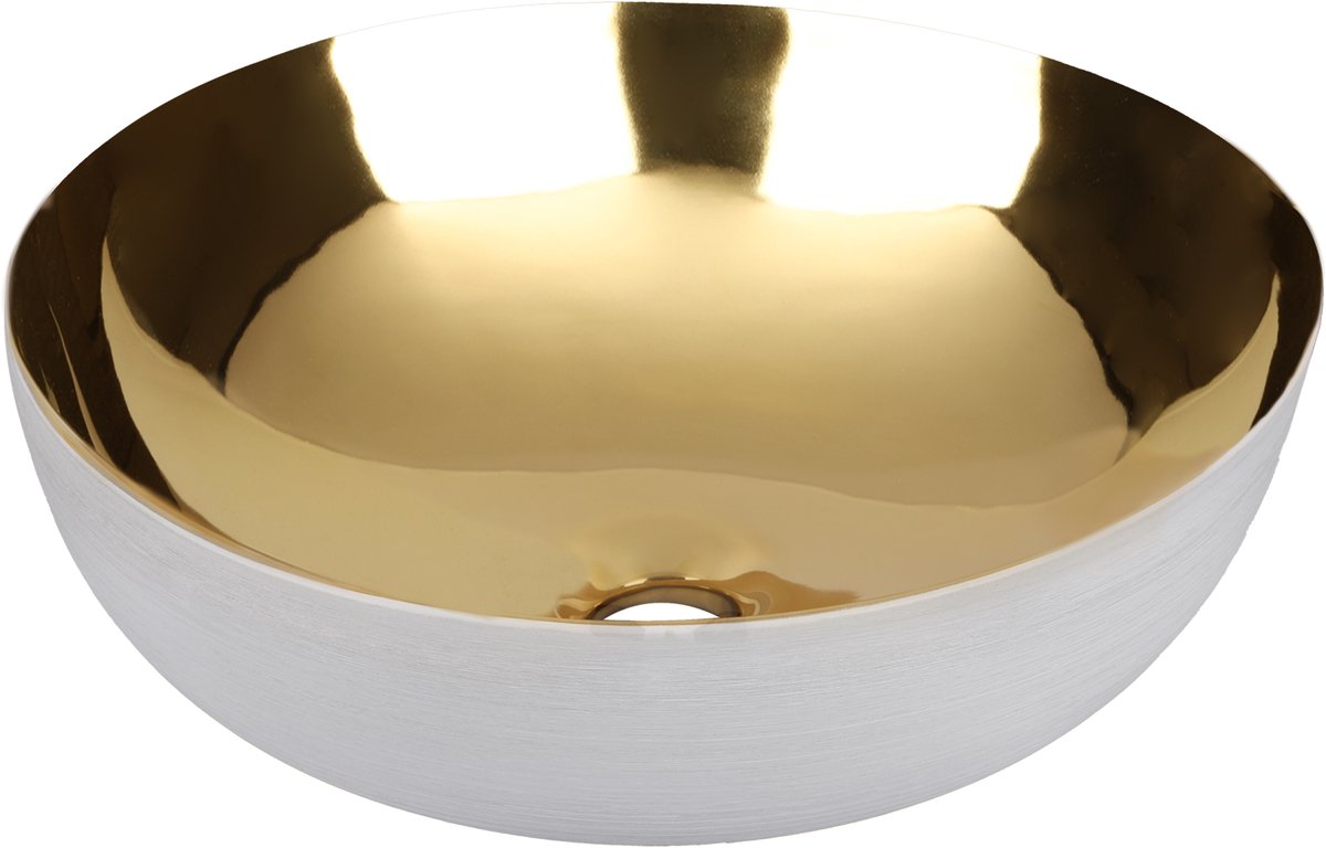 Differnz shine waskom 40x40x13.5cm keramiek goud wit