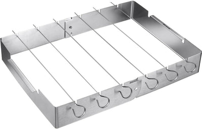 Westmark bbq spieshouder set - grill spiesen - gelijkmatig grillen - inklapbaar ontwerp - 7 delig - zilverkleurig