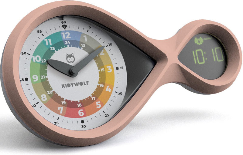 Kidywolf kidyalarm educatieve wekker groen – led scherm, 3 wijzerplaten, wekker snooze, nachtlamp, 6+