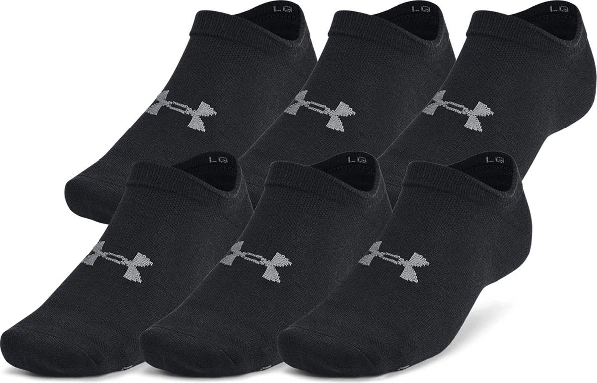 Under armour ua essential no show 6pk unisex sportsokken - zwart - grijs