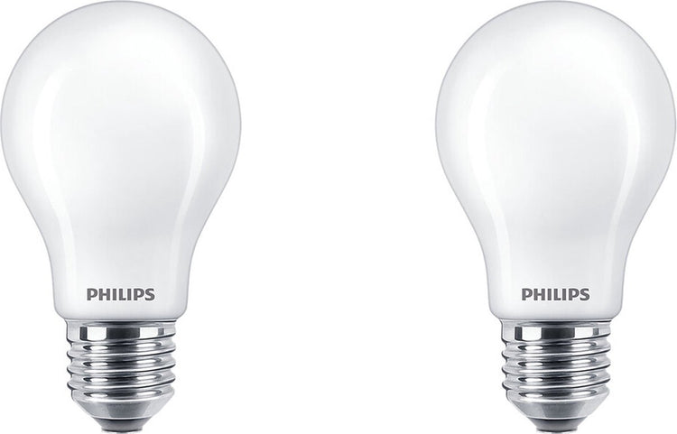 Philips led lamp - standaard lampvorm met e27 fitting - warmwit licht: 2700k - 40w - mat glas - 2-pack