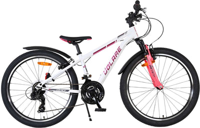 Shimano xc race kinderfiets - 24 inch - wit roze - 21 versnellingen
