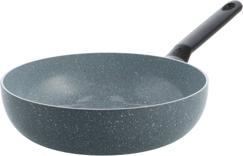 Bk blue label wokpan 28cm - 3.7l - pfas-vrije antikleeflaag – wokpan inductie – keramische pan - ovenbestendig tot 230°c – koudgrepen - zonder deksel - blauw