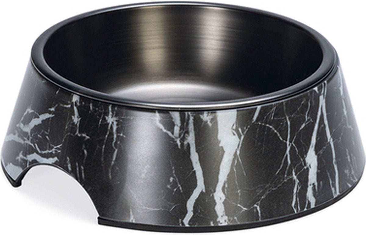 Designed by lotte meis voerbak hond - drinkbak eetbak hond - hondenvoervak - melamine rvs - zwart - 700 ml