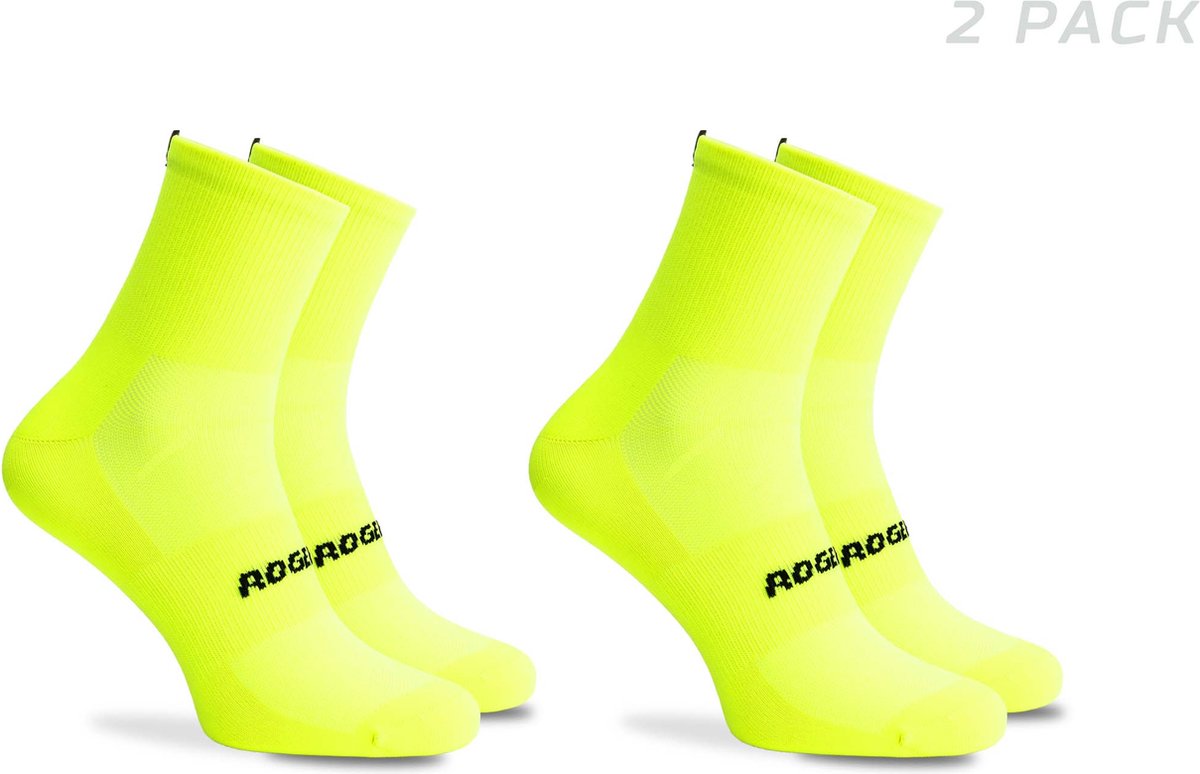 Rogelli essential dames en heren 2 pack fietssokken - fluor