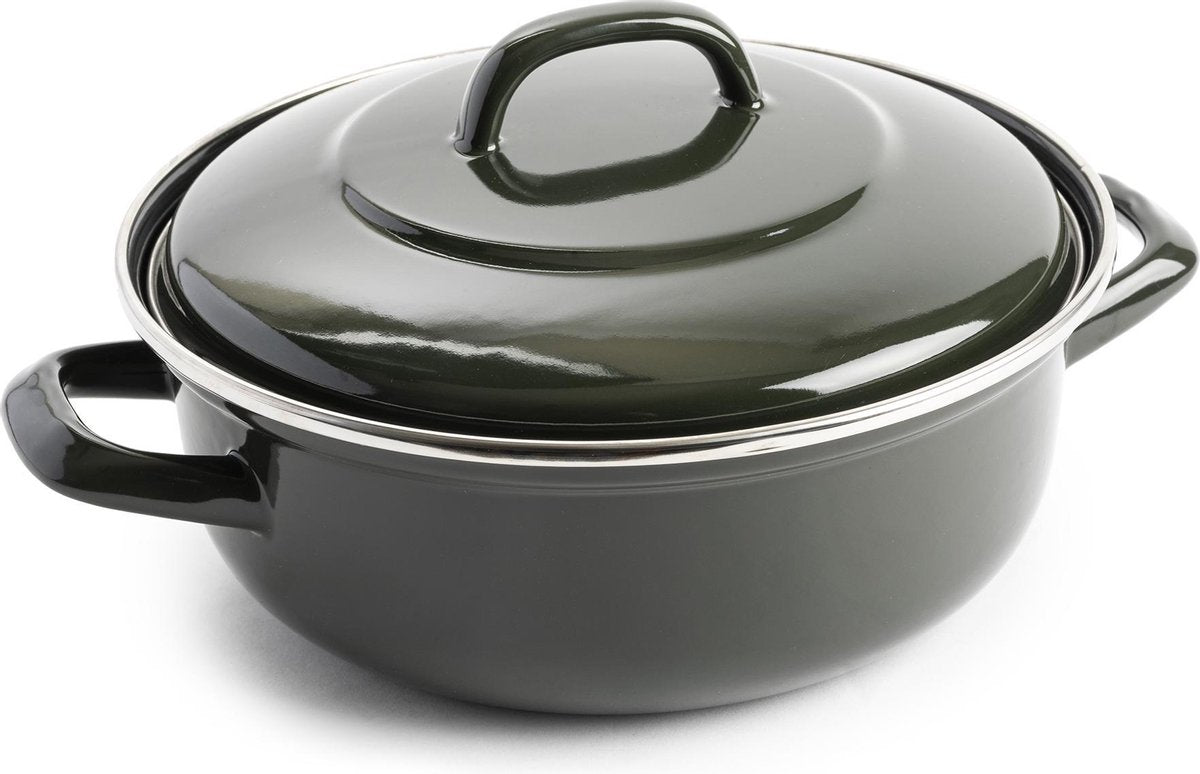Dagelijkse kost emaille braadpan - ø 24 cm - olijfgroen