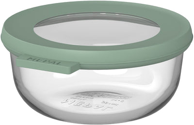 Mepal glazen vershouddoos rond cirqula - 350 ml - glazen vershoudbakjes - hittebestendig tot 550 °c. zonder deksel - meal prep bakjes - nordic sage