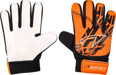 Avento keepershandschoenen - junior - oranje zwart - maat s - pu grip